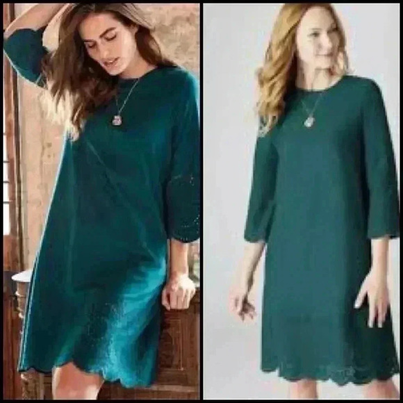 J.Jill Pacific Eyelet Trim Teal Green Shift Dress Size M (NWOT) - Picture 1 of 8